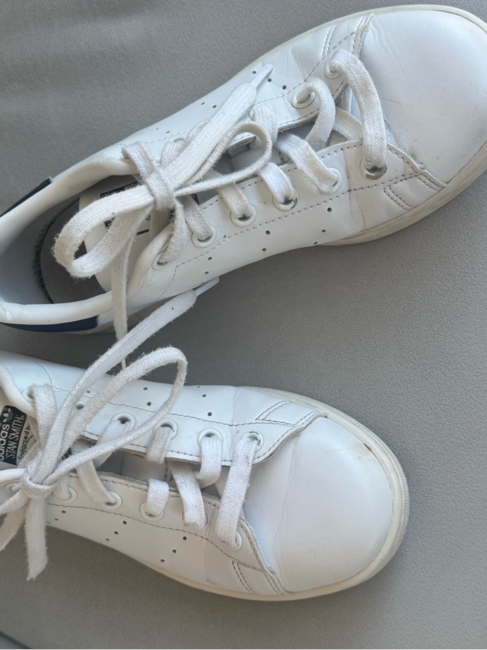 adidas White Kids Leather Lace-Up Sneakers